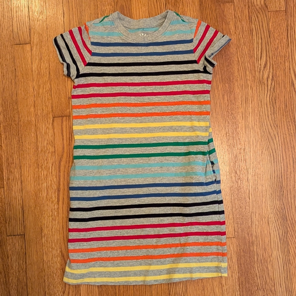 Primary Rainbow Striped Dress With Pockets